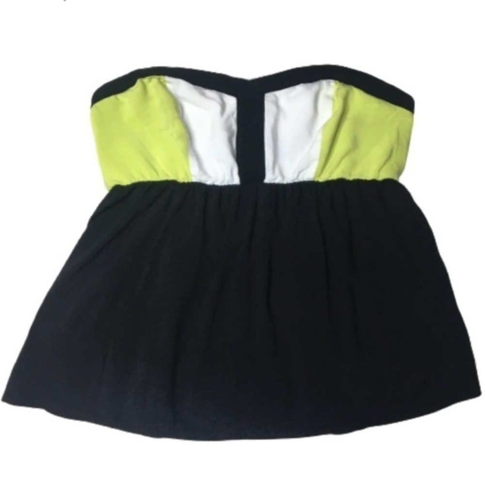 Torrid Strapless Colorblock Tube Top Black Lime White Size 0 NWT